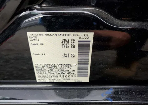 2022 Nissan Altima Sr из США, поврежденный, VIN 1N4BL4CV9NN332291